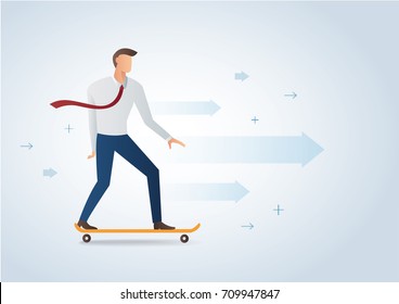 businessman on skateboard and background vector illustration