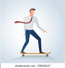 businessman on skateboard vector illustration