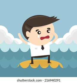 Businessman on the small island