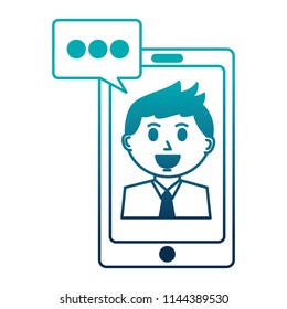 businessman on smartphone speech bubble
