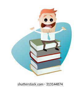 empresario en un montón de libros