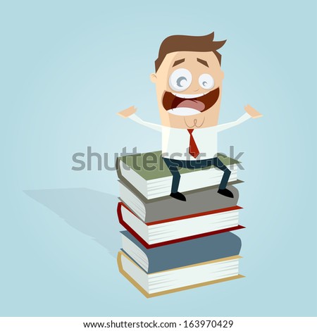 businessman on a stack of books
