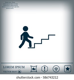  Businessman On Stair Or Steps Icon