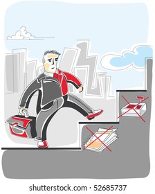 businessman is on the stairs