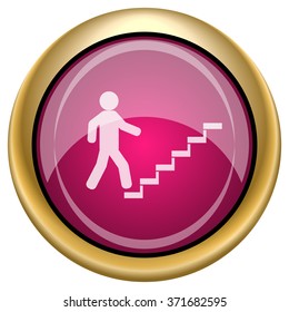 Businessman on stairs - success icon. Internet button on white background. EPS10 vector.
