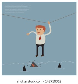 Businessman on a suspended rope vector format