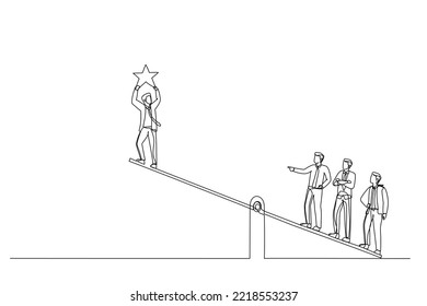 businessman on a swing and outweighs them to get a star from the sky

