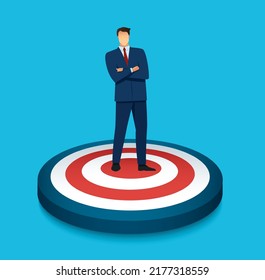 Empresario en la ilustración vectorial de tiro con arco objetivo