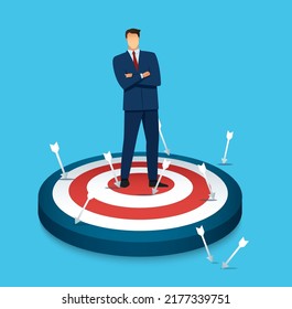Businessman on target archery vector illustration