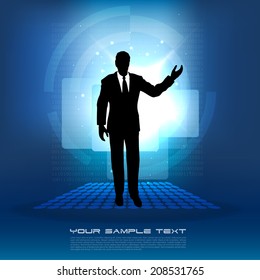 Businessman on Technology Background