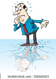 businessman on thin ice