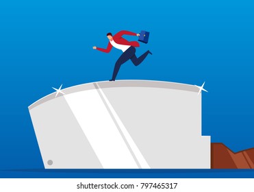 Businessman on the tip of a knife
