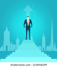 Businessman on  top of the area ladder in the City. Concept illustration