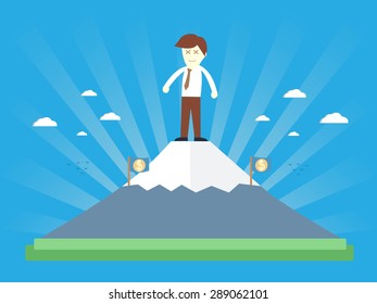 Businessman on the top of the mountain : success concept