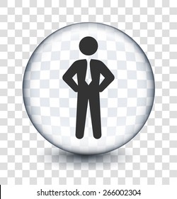 Businessman on Transparent Round Button