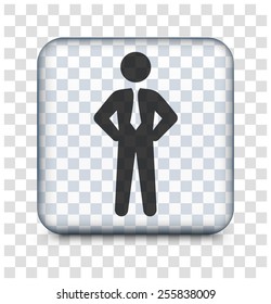 Businessman on Transparent Square Button