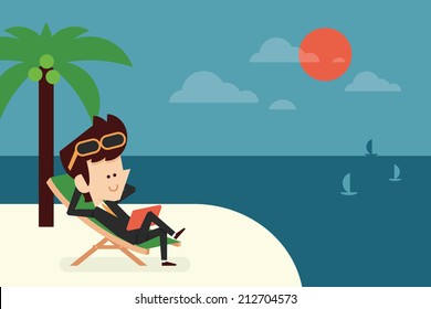 businessman on vacation flat design, vector