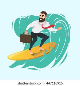 Businessman on a wave