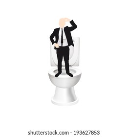 businessman on wc doubting