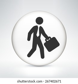 Businessman on White Round Button
