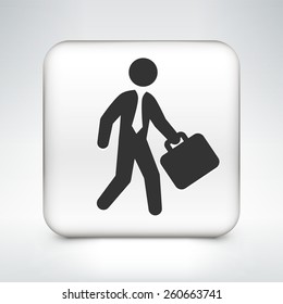 Businessman on White Square Button