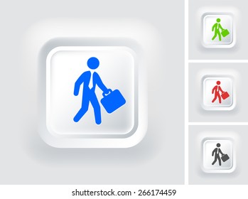Businessman on White Square Button