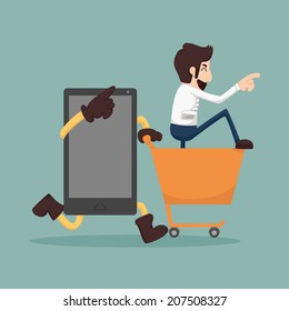 Businessman online shopping, e-commerce concept  , eps10 vector format