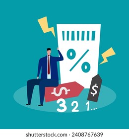 Businessman, online shopping, e-commerce, sales, ordering and shipping.Vector for graphics and web design.price tag online shopping Cash discount coupon for future use promotions, special offers 