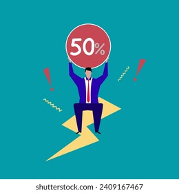 Businessman, online shopping, e-commerce, sales, ordering and shipping.Vector for graphics and web design.price tag online shopping Cash discount coupon for future use promotions, special offers