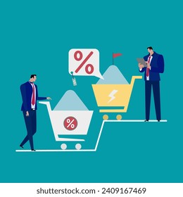 Businessman, online shopping, e-commerce, sales, ordering and shipping.Vector for graphics and web design.price tag online shopping Cash discount coupon for future use promotions, special offers