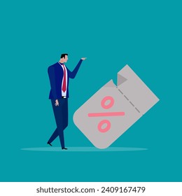 Businessman, online shopping, e-commerce, sales, ordering and shipping.Vector for graphics and web design.price tag online shopping Cash discount coupon for future use promotions, special offers