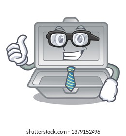 Businessman open styrofoam isolated with the mascot