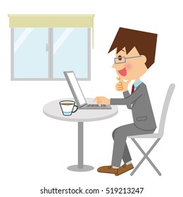 Businessman to operate the personal computer.