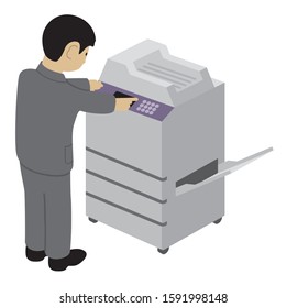 Businessman operating a copy machine (Created with vector data)
