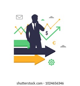 Businessman with opportunities. Business concept vector