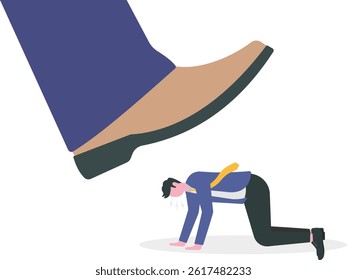 Businessman oppressed by bigfoot. oppression in the organization.

