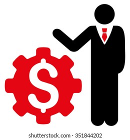 Businessman Options vector icon. Style is bicolor flat symbol, intensive red and black colors, rounded angles, white background.