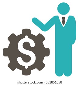Businessman Options vector icon. Style is bicolor flat symbol, grey and cyan colors, rounded angles, white background.