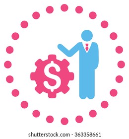 Businessman Options vector icon. Style is bicolor flat circled symbol, pink and blue colors, rounded angles, white background.