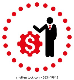 Businessman Options vector icon. Style is bicolor flat circled symbol, intensive red and black colors, rounded angles, white background.