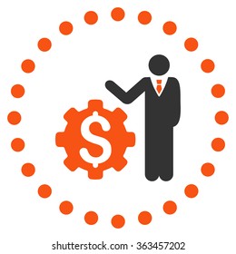 Businessman Options vector icon. Style is bicolor flat circled symbol, orange and gray colors, rounded angles, white background.