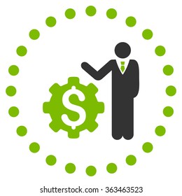 Businessman Options vector icon. Style is bicolor flat circled symbol, eco green and gray colors, rounded angles, white background.