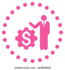 Businessman Options vector icon. Style is flat circled symbol, pink color, rounded angles, white background.