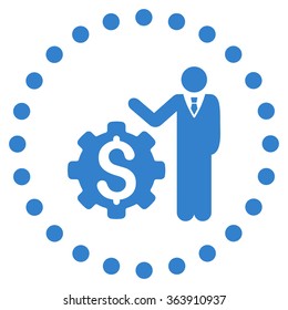 Businessman Options vector icon. Style is flat circled symbol, cobalt color, rounded angles, white background.