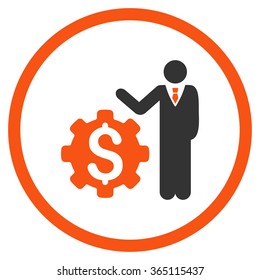 Businessman Options vector icon. Style is bicolor flat circled symbol, orange and gray colors, rounded angles, white background.