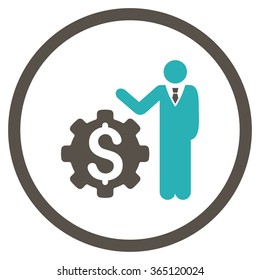 Businessman Options vector icon. Style is bicolor flat circled symbol, grey and cyan colors, rounded angles, white background.