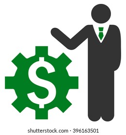 Businessman Options vector icon. Style is bicolor flat symbol, green and gray colors, white background.