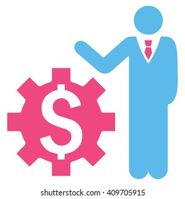 Businessman Options vector icon. Style is bicolor flat symbol, pink and blue colors, white background.