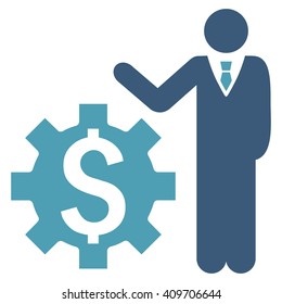 Businessman Options vector icon. Style is bicolor flat symbol, cyan and blue colors, white background.