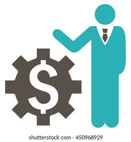 Businessman Options vector icon. Style is bicolor flat symbol, grey and cyan colors, white background.